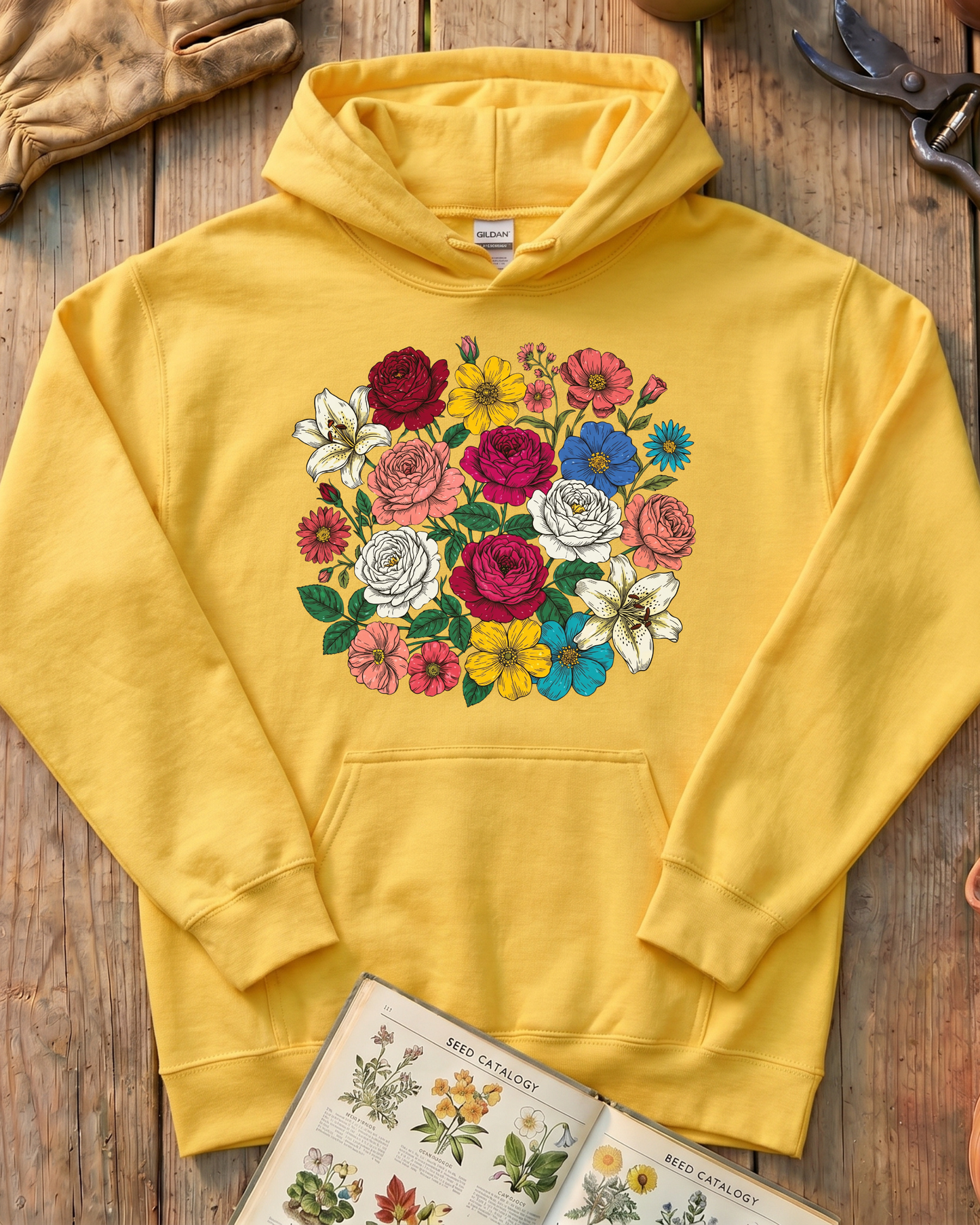 Vintage Pressed Flowers Hoodie