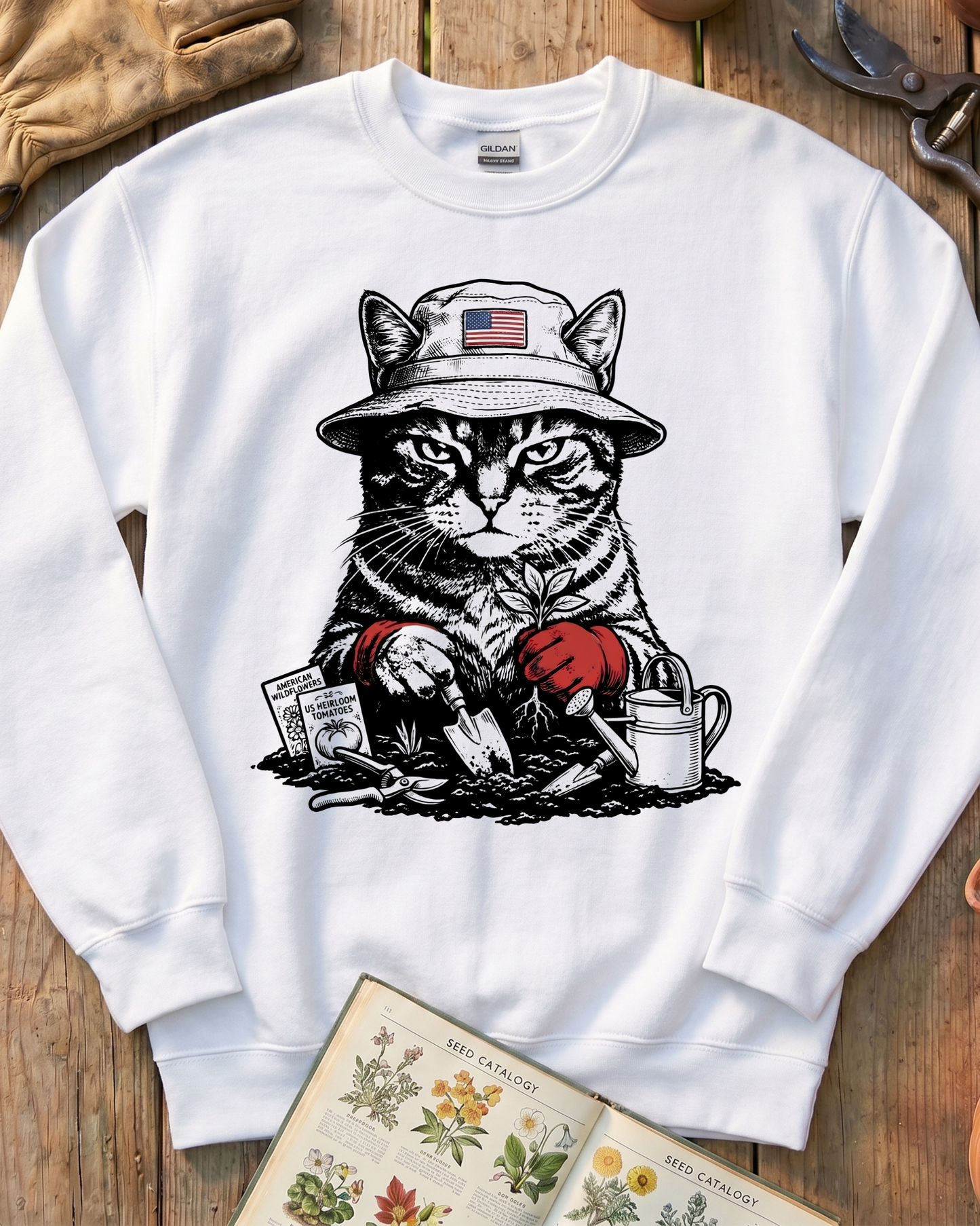 Vintage Tomato Cat Edible Gardening Sweatshirt