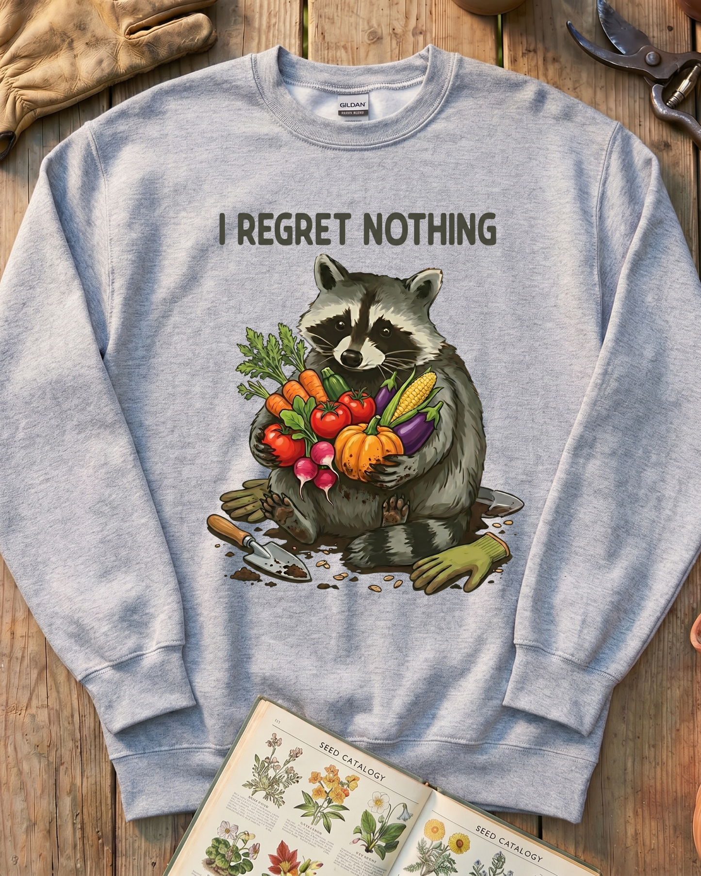 I Regret Nothing Raccoon Garden Shirt Sweatshirt