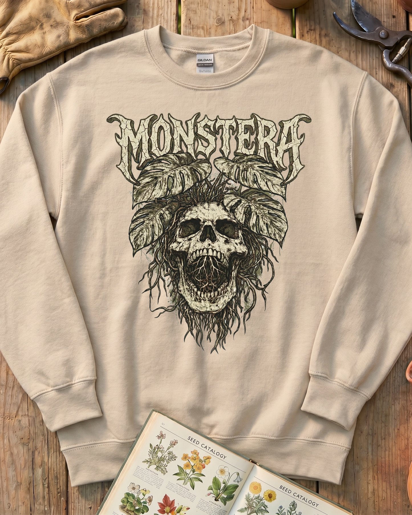 Monstera Skull Sweatshirt