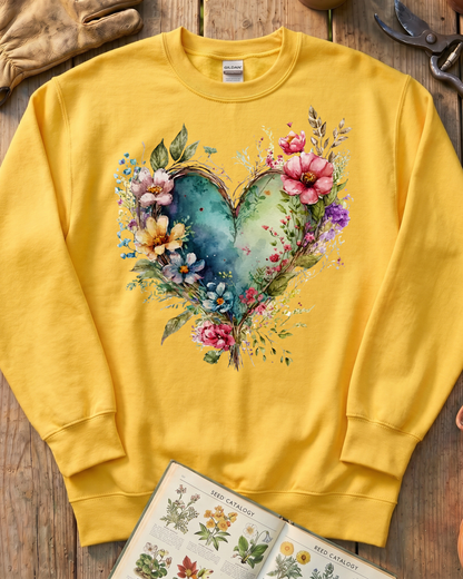 Watercolor Bloom Heart Sweatshirt
