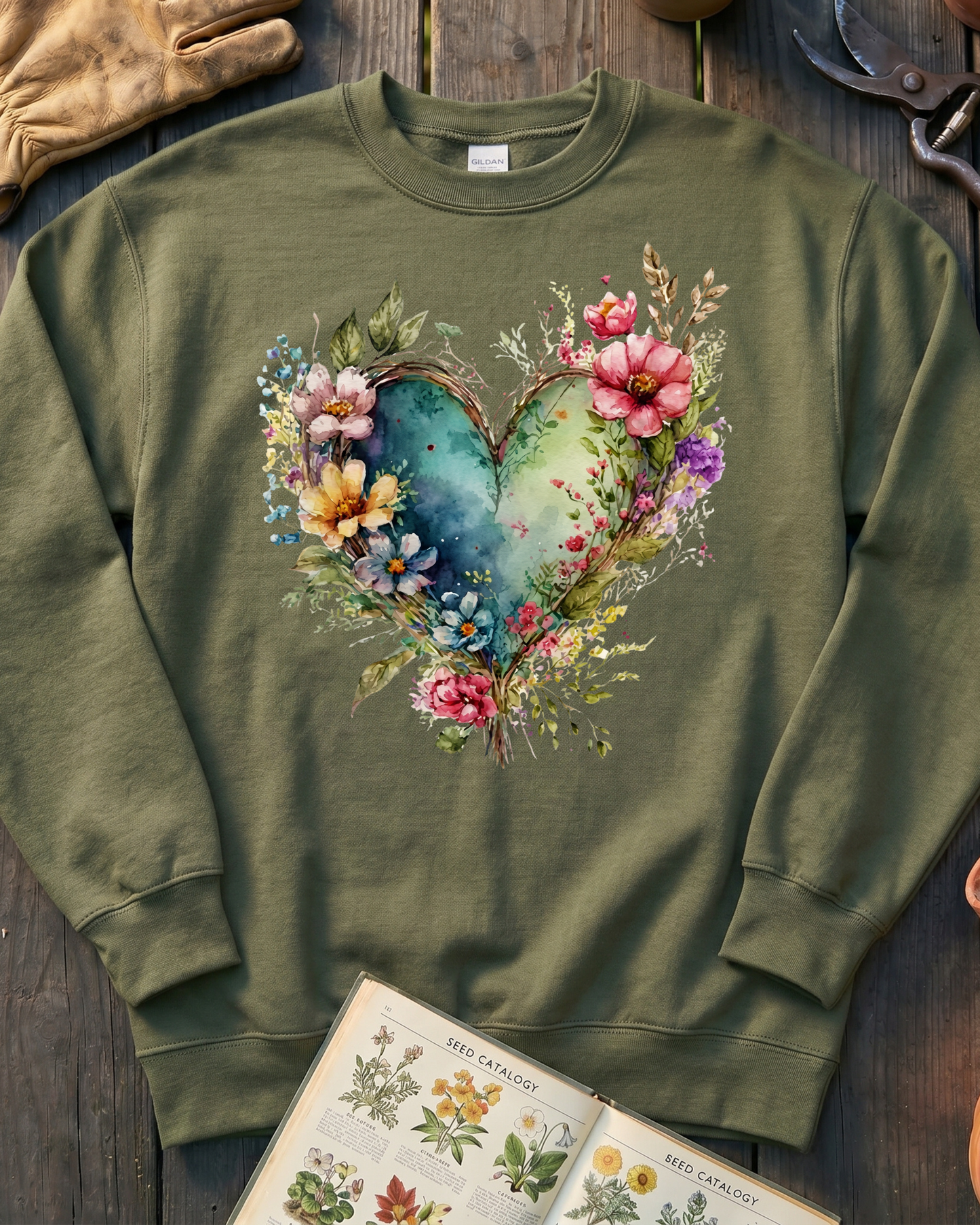 Watercolor Bloom Heart Sweatshirt