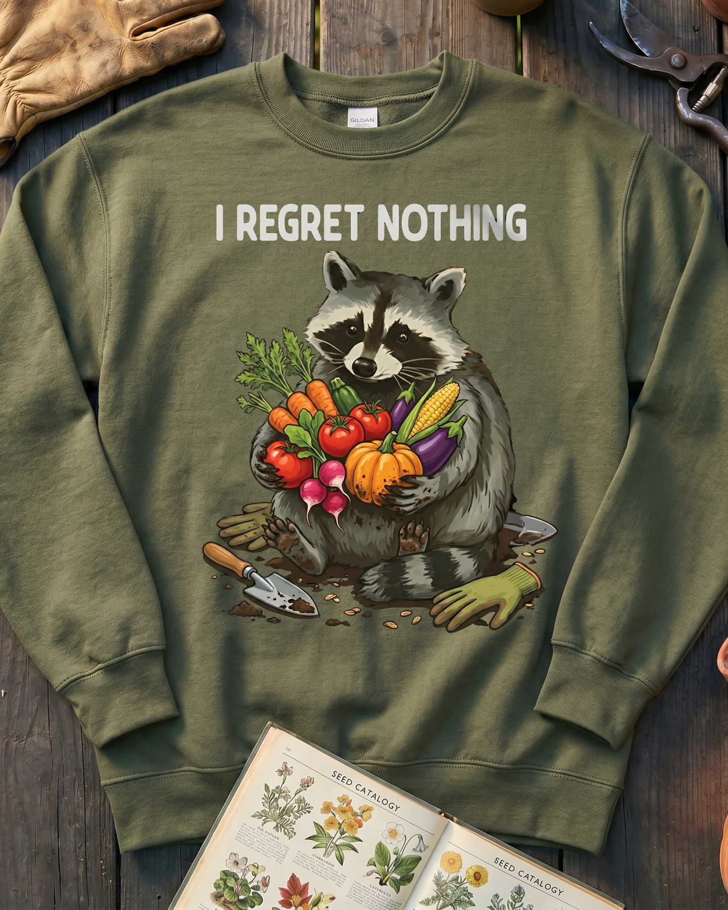 I Regret Nothing Raccoon Garden Shirt Sweatshirt