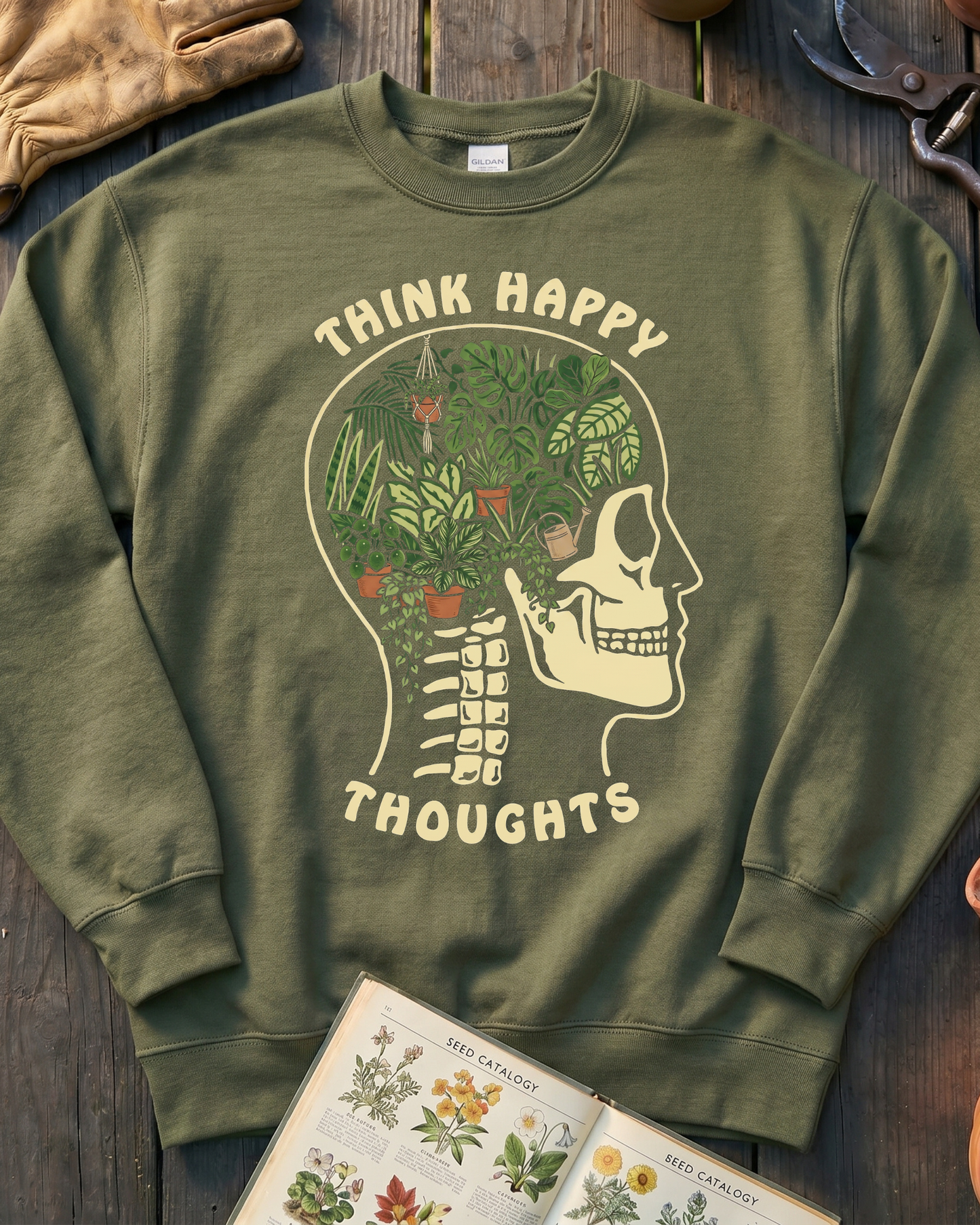 Think Happy Thoughts Plant Sweatshirt