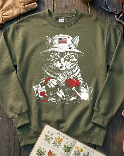 Vintage Tomato Cat Edible Gardening Sweatshirt
