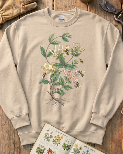 Vintage Honeysuckle Flower Bee Sweatshirt