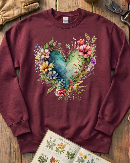 Watercolor Bloom Heart Sweatshirt
