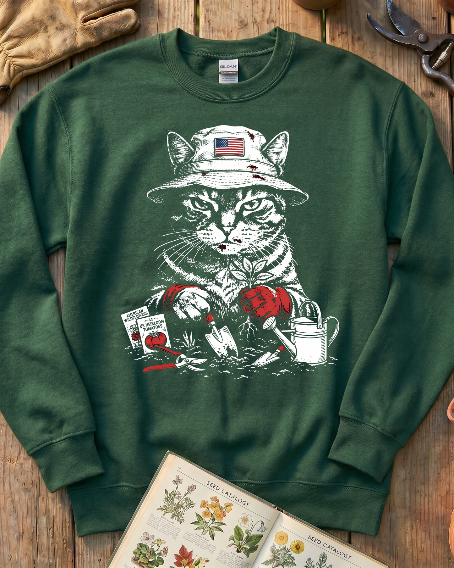 Vintage Tomato Cat Edible Gardening Sweatshirt