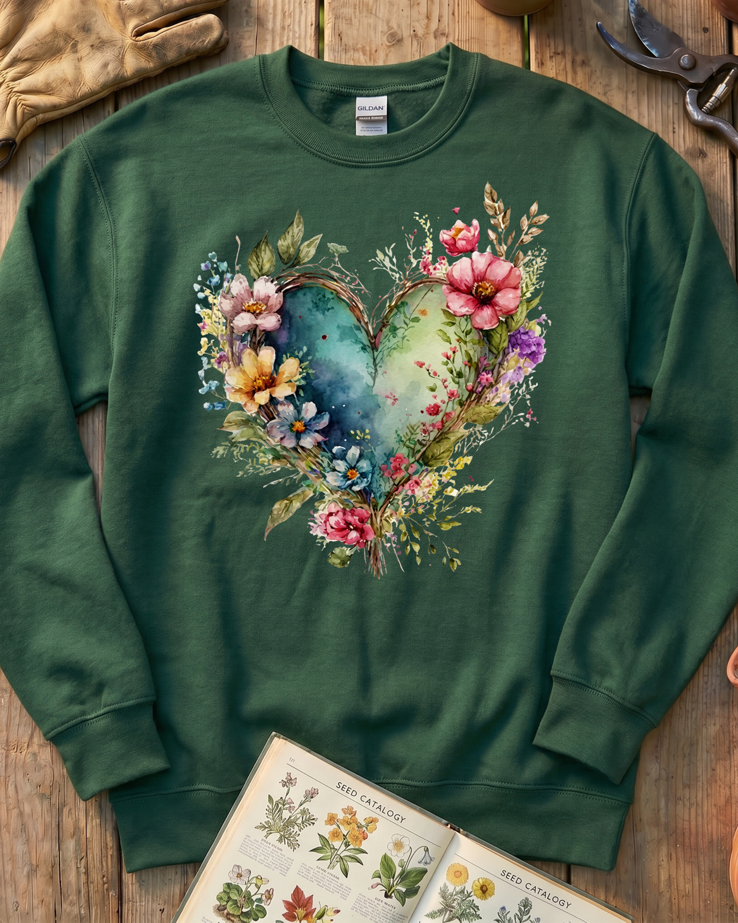 Watercolor Bloom Heart Sweatshirt