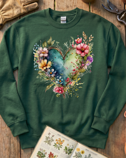 Watercolor Bloom Heart Sweatshirt
