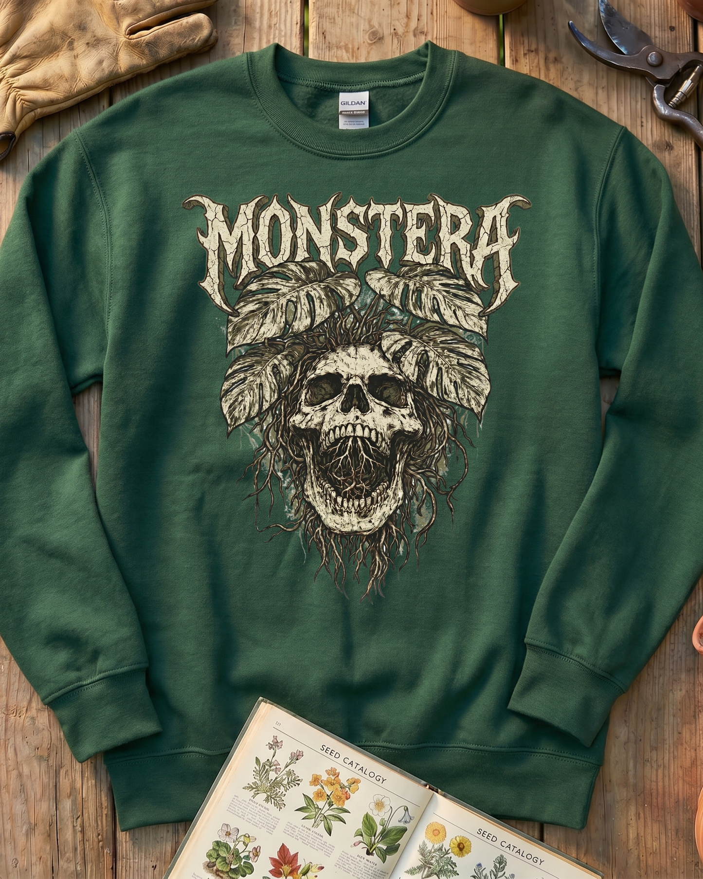 Monstera Skull Sweatshirt