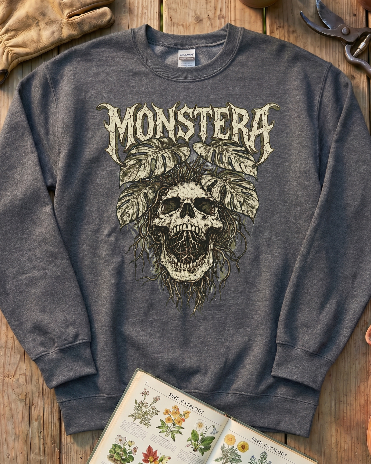 Monstera Skull Sweatshirt