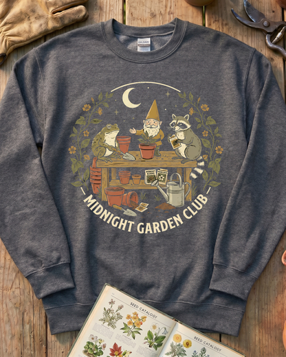 Funny Toad Raccoon Gnome Gardening Humor Sweatshirt