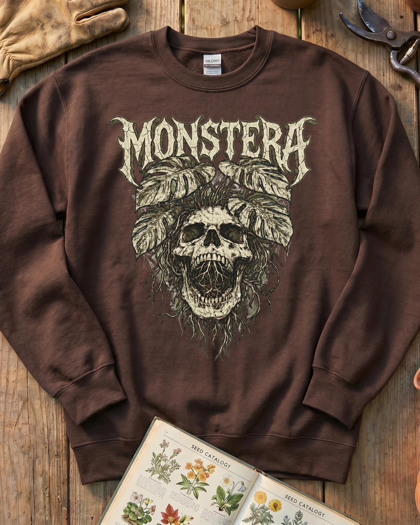 Monstera Skull Sweatshirt