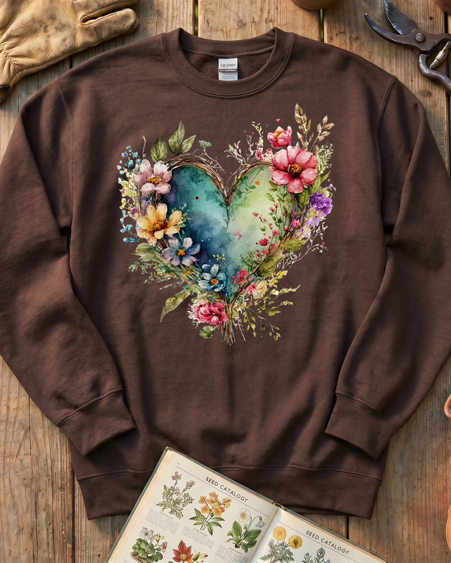 Watercolor Bloom Heart Sweatshirt
