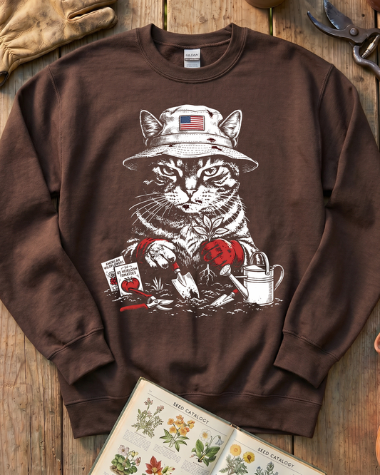 Vintage Tomato Cat Edible Gardening Sweatshirt