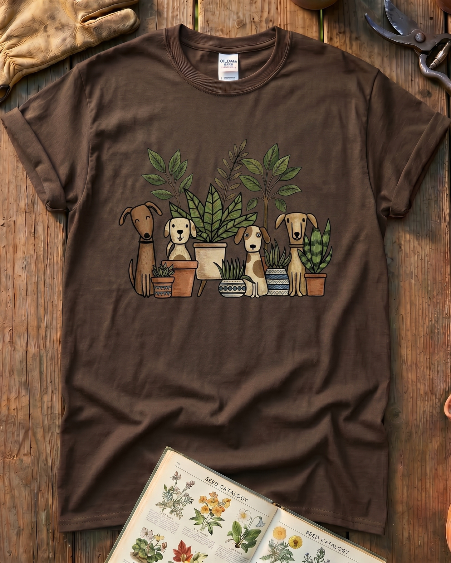 Women Dogs and Plants Lover T‑Shirt