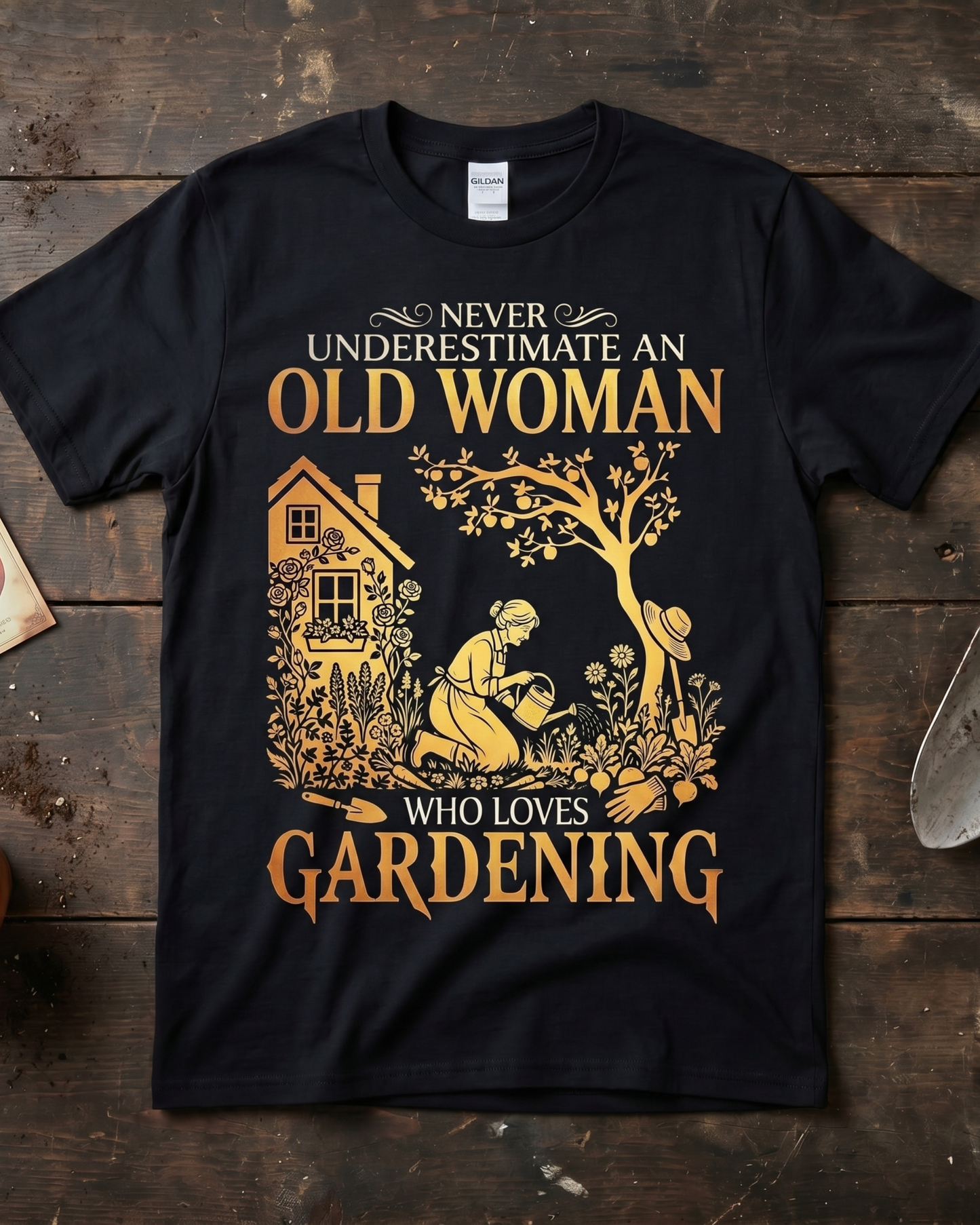 Never Underestimate An Old Woman T‑Shirt
