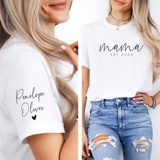 Personalized Mama Est T-shirt