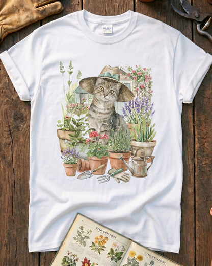 Cat And Plant T‑Shirt