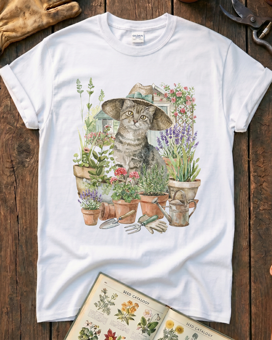 Cat And Plant T‑Shirt