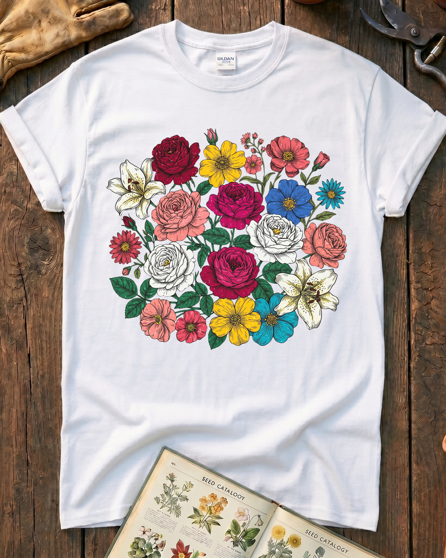 Vintage Pressed Flowers T‑Shirt