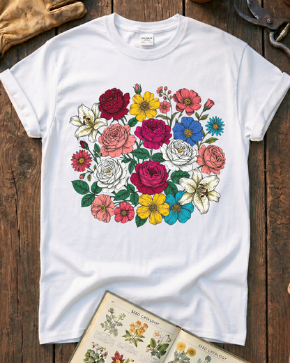 Vintage Pressed Flowers T‑Shirt