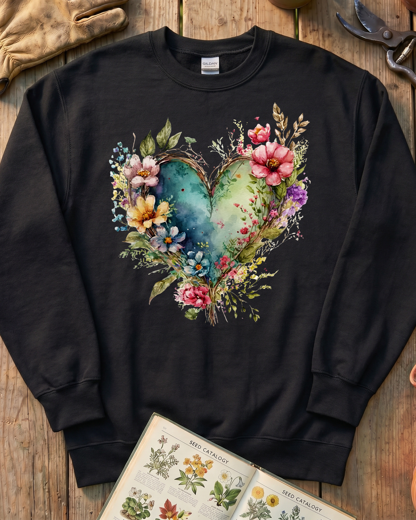 Watercolor Bloom Heart Sweatshirt