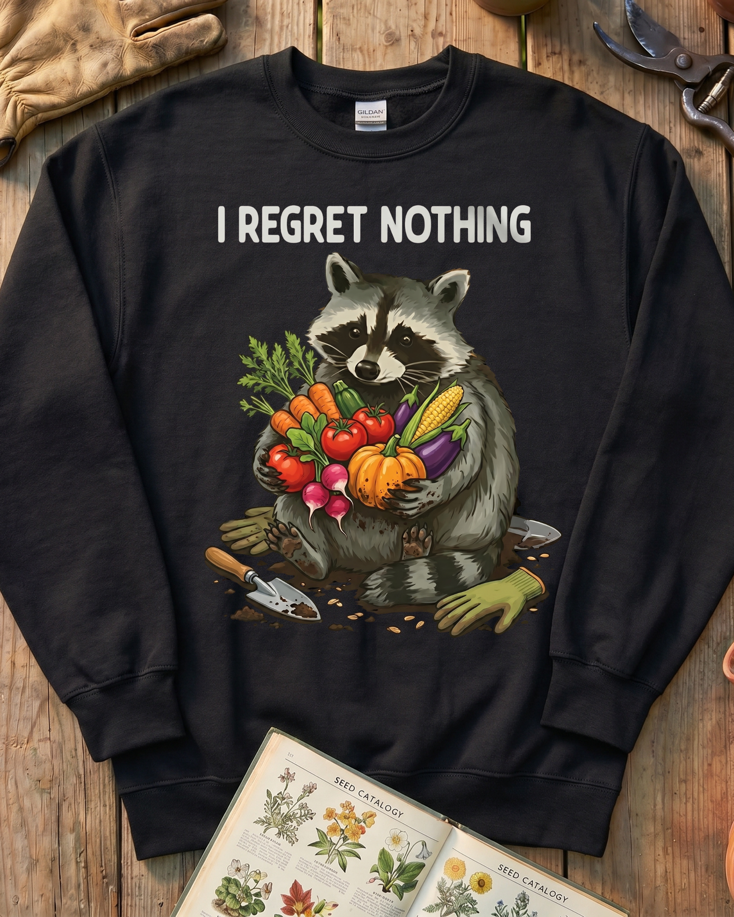 I Regret Nothing Raccoon Garden Shirt Sweatshirt