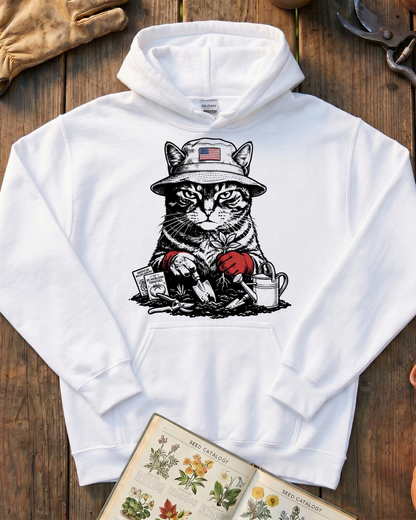 Vintage Tomato Cat Edible Gardening Hoodie