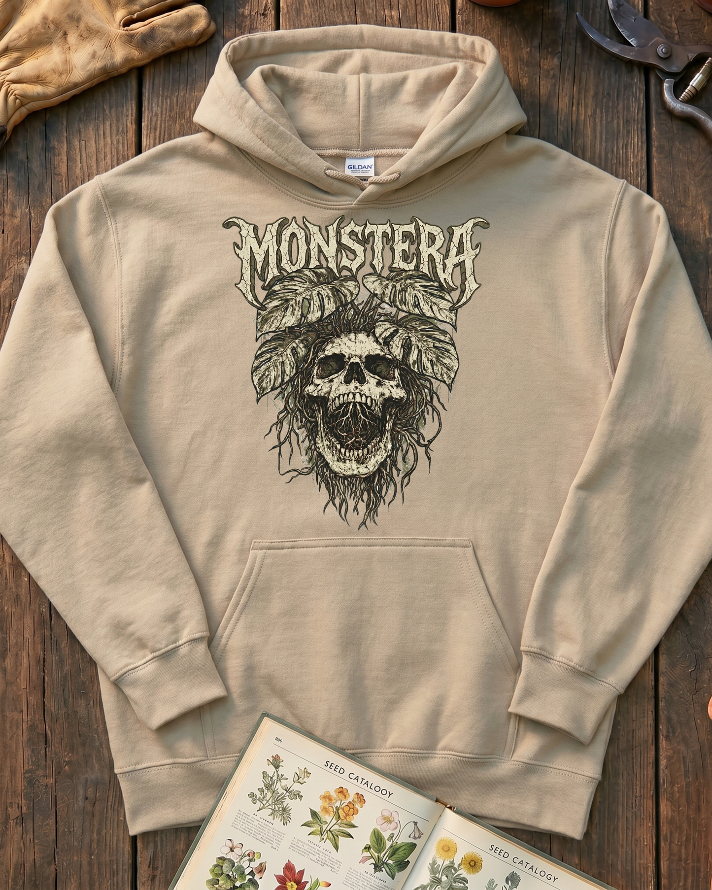 Monstera Skull Hoodie