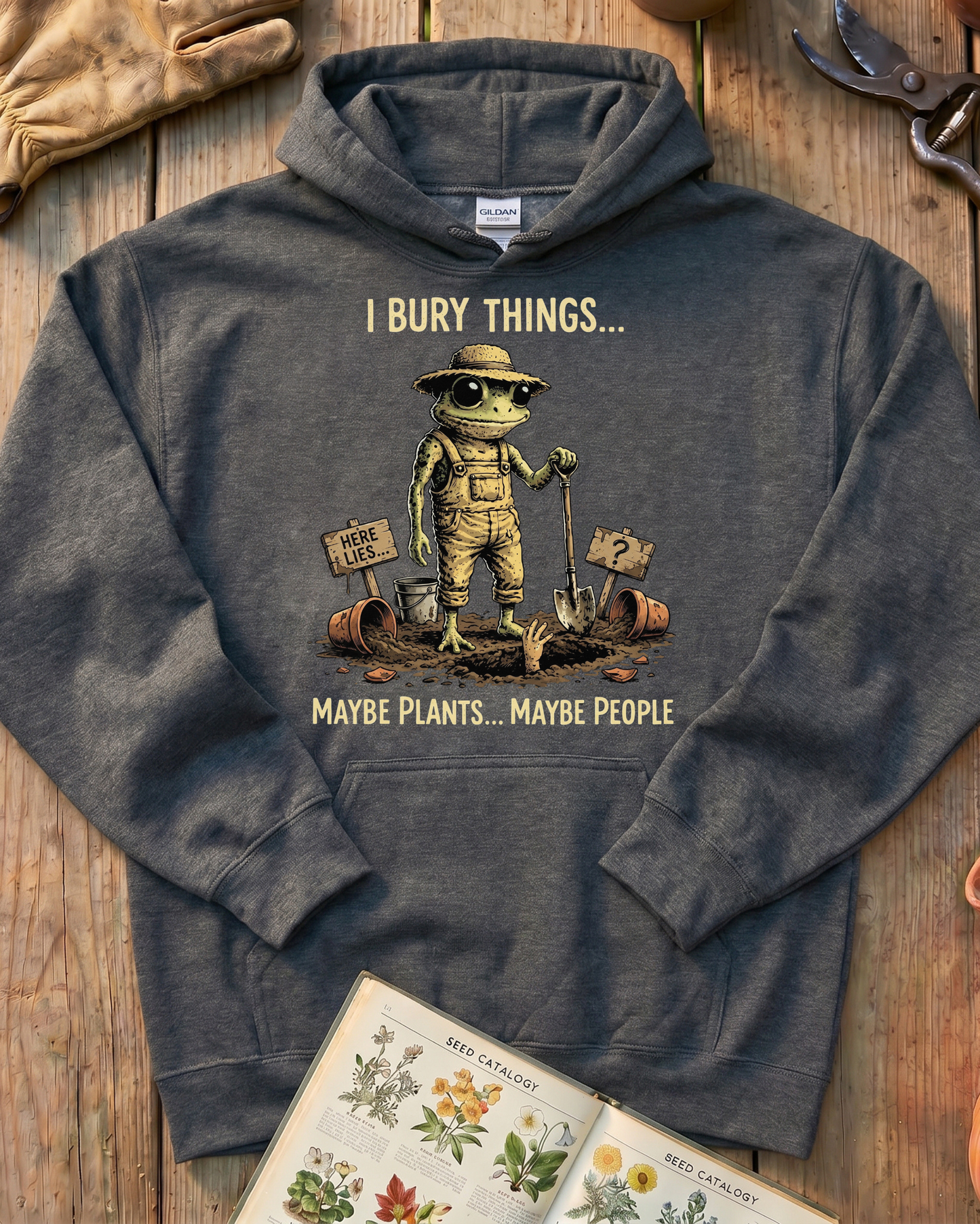 Funny Frog Gardener Plant Lover Hoodie