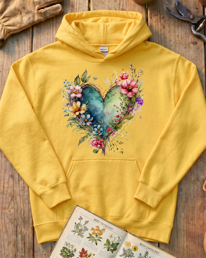 Cottage Flower Heart Hoodie