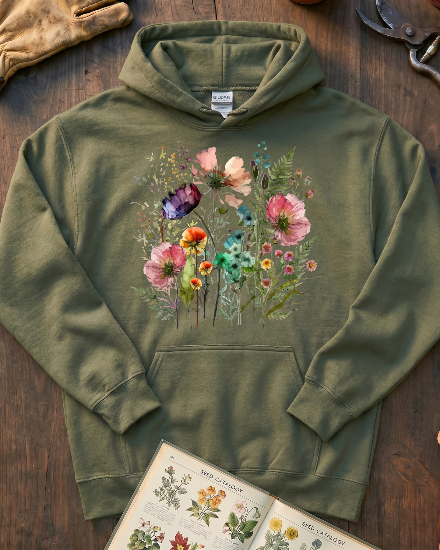 Vintage Floral Meadow Hoodie