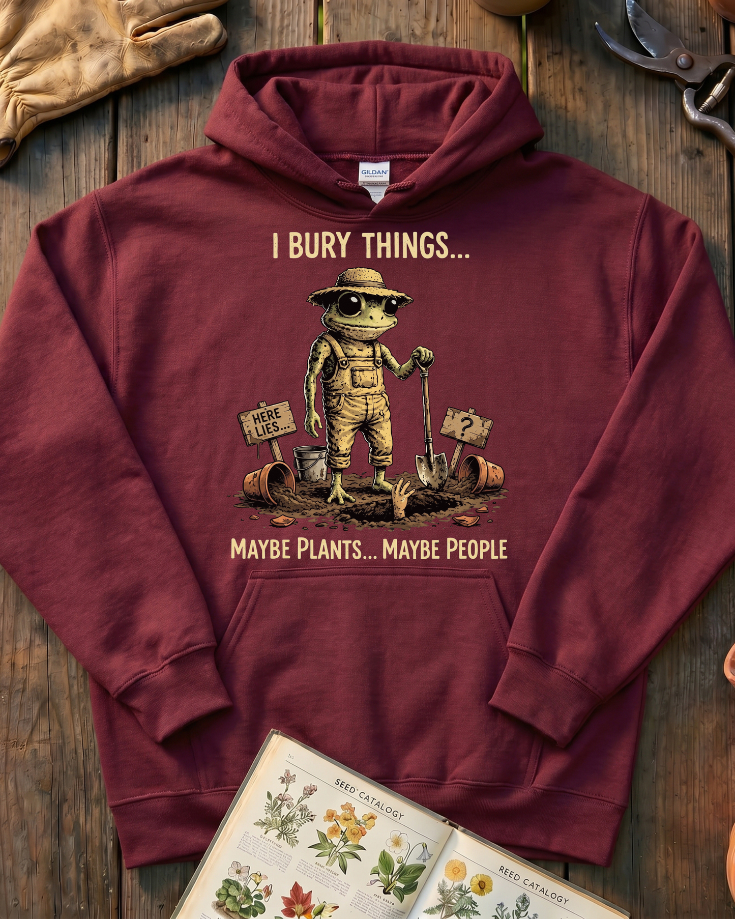 Funny Frog Gardener Plant Lover Hoodie