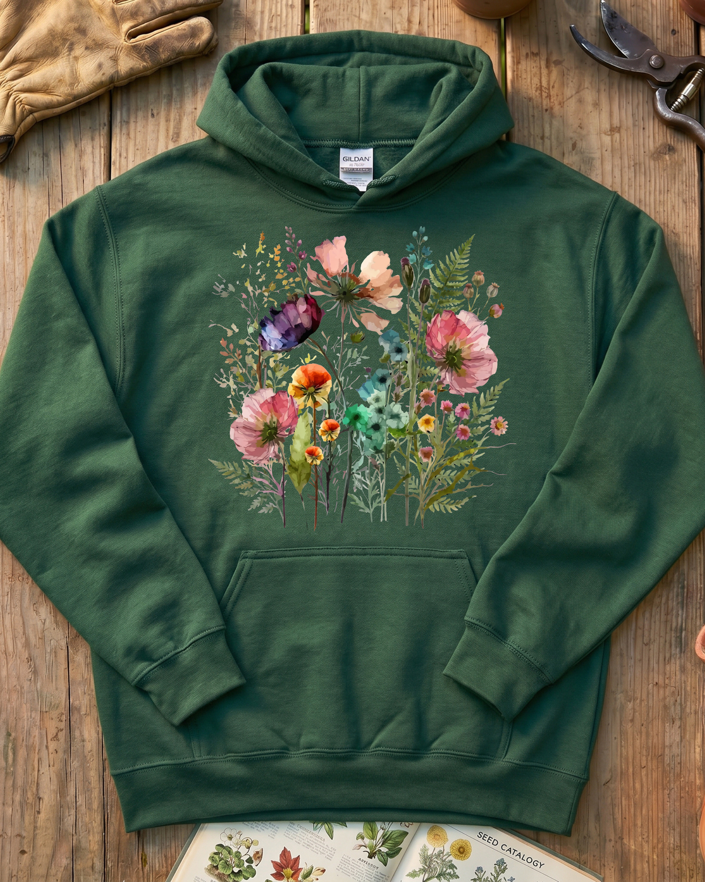Vintage Floral Meadow Hoodie