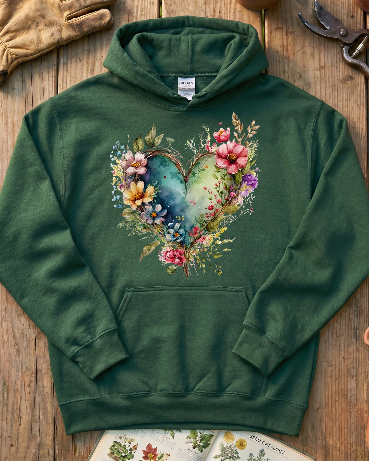 Cottage Flower Heart Hoodie
