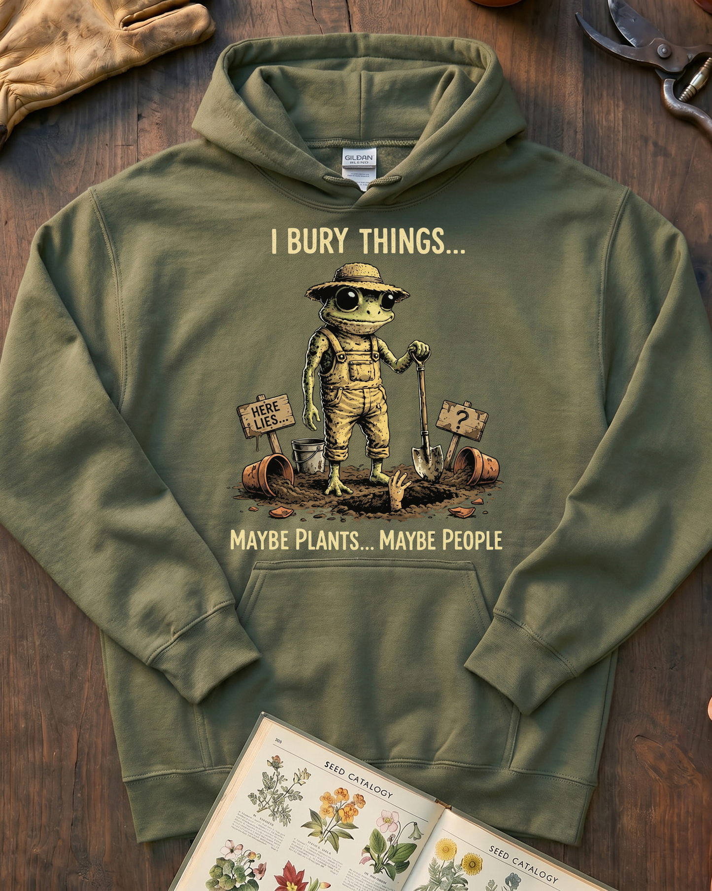 Funny Frog Gardener Plant Lover Hoodie