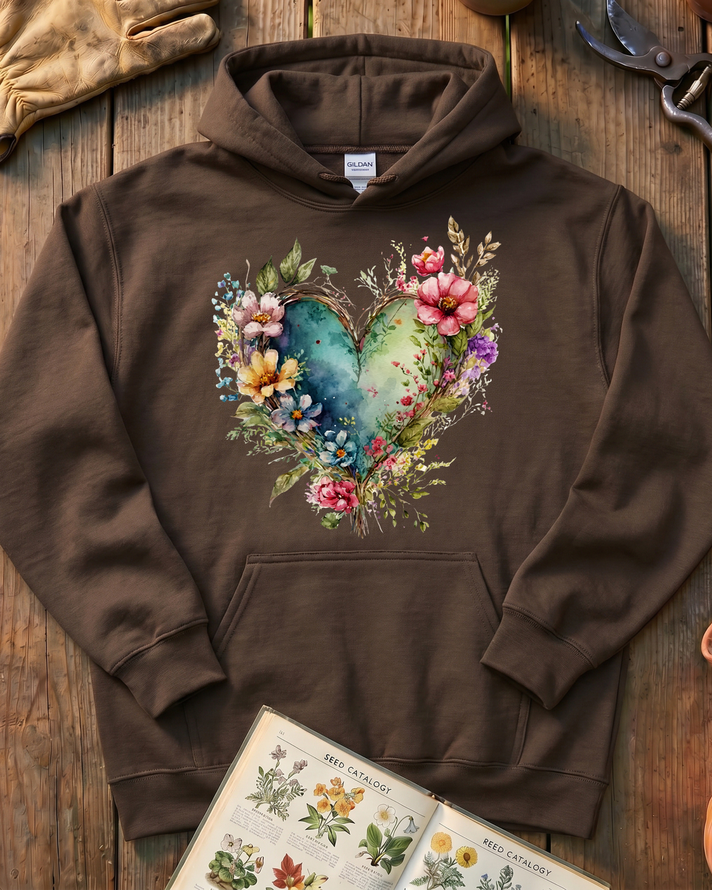 Cottage Flower Heart Hoodie