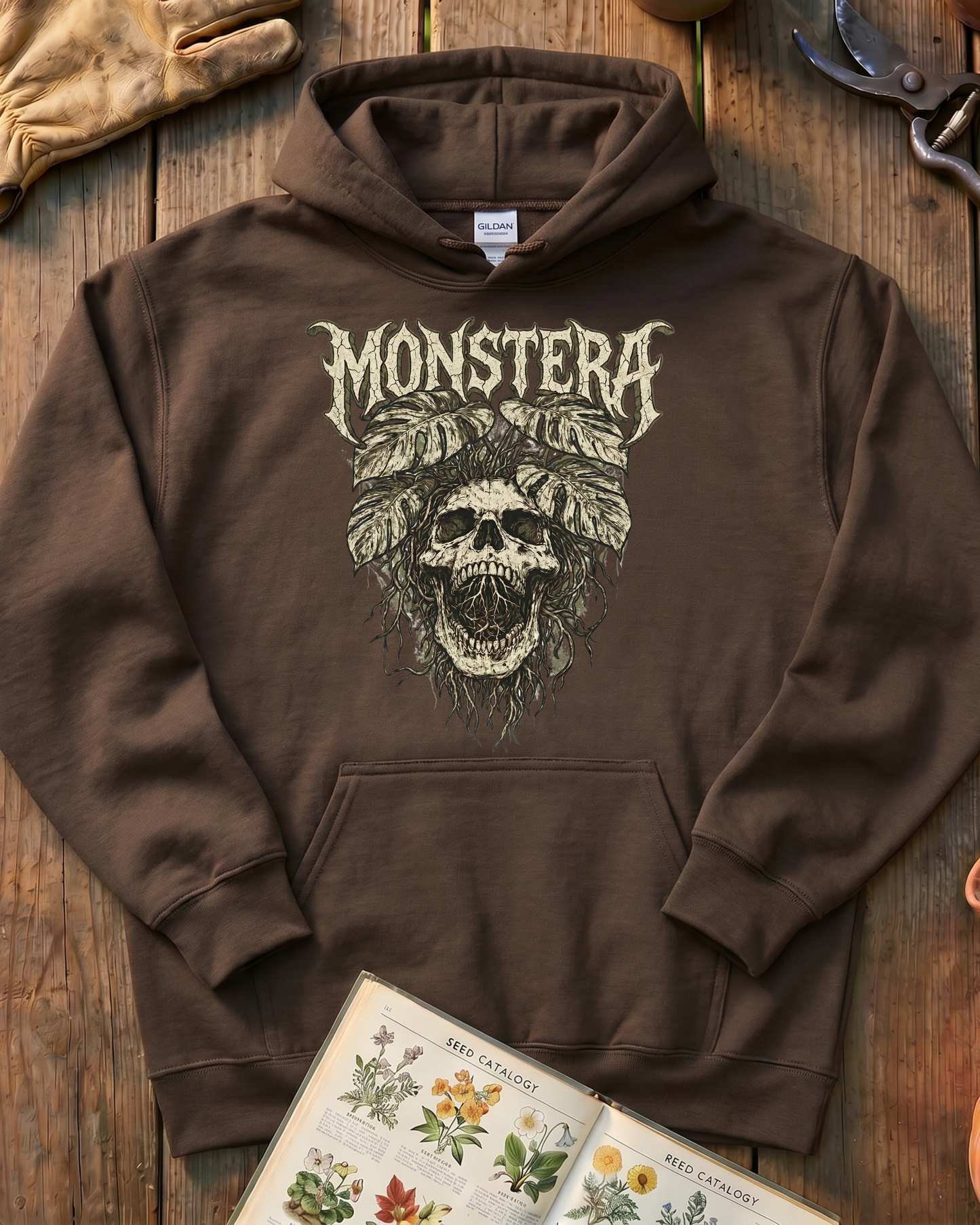 Monstera Skull Hoodie