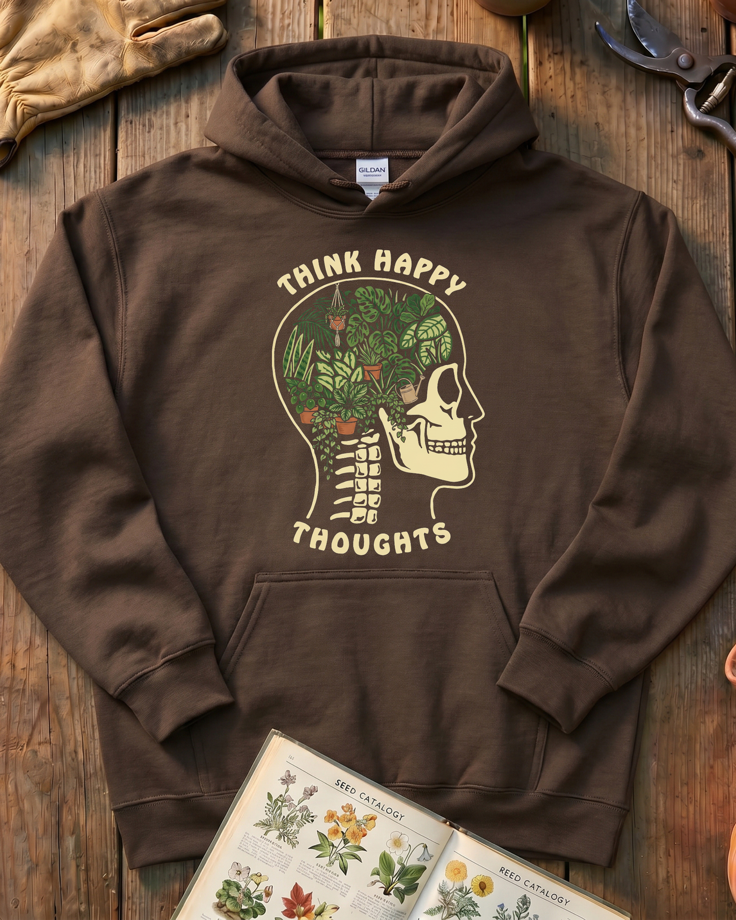 Think Happy Thoughts Plant Hoodie