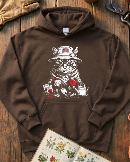 Vintage Tomato Cat Edible Gardening Hoodie