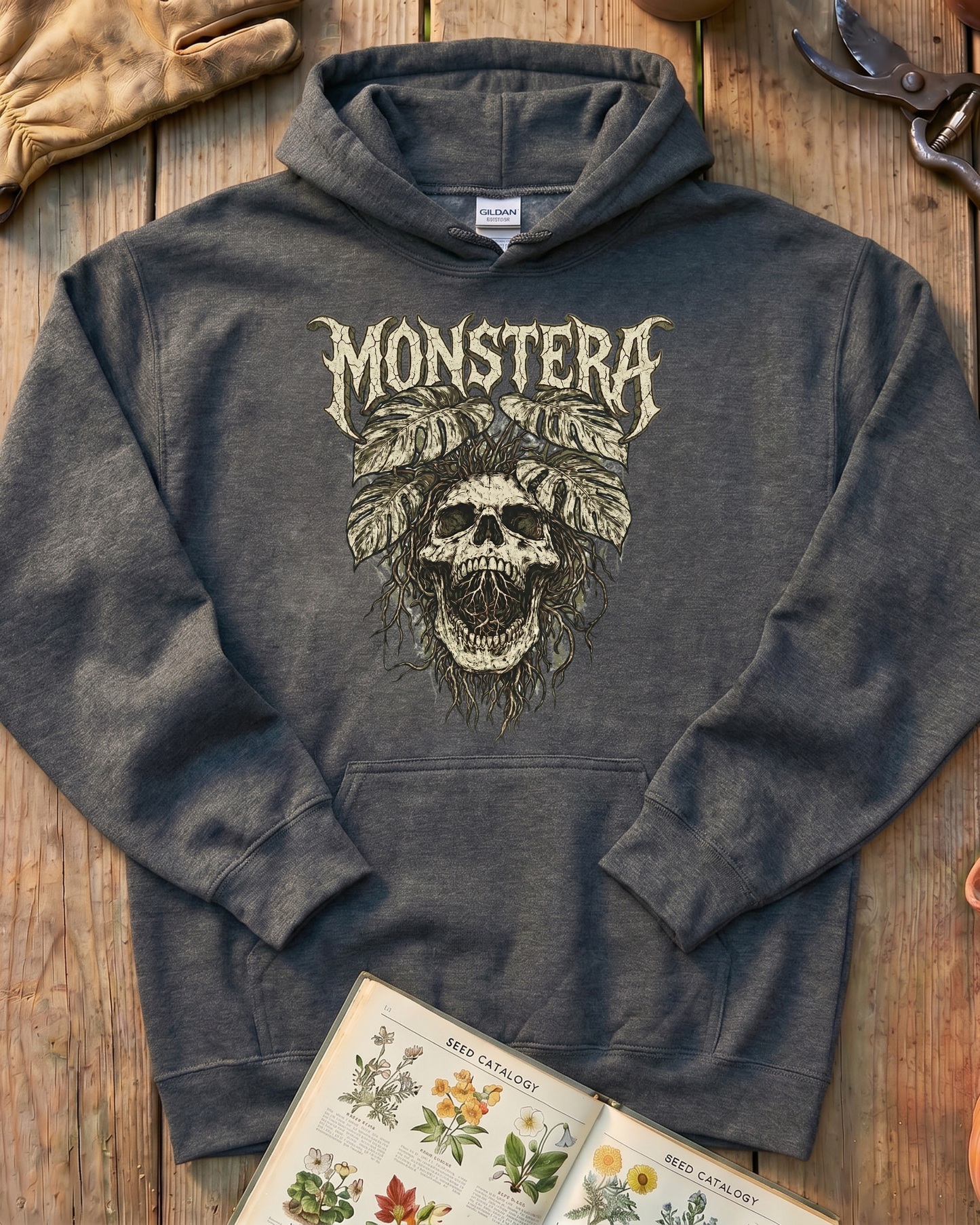 Monstera Skull Hoodie