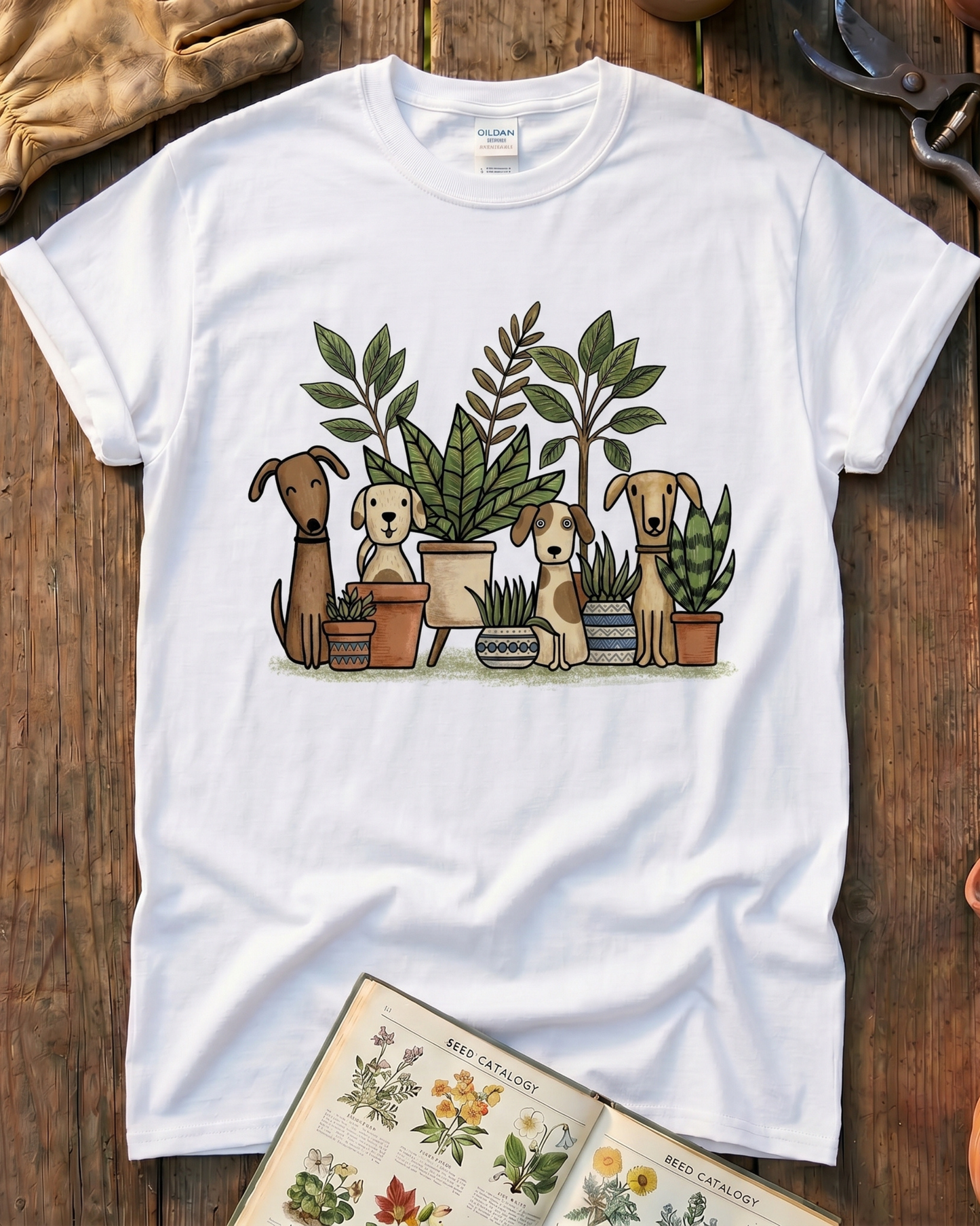 Women Dogs and Plants Lover T‑Shirt