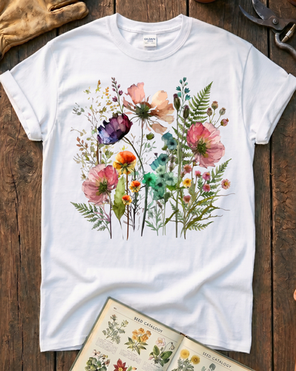 Watercolor Wildflower Garden T-Shirt