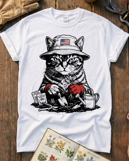 Vintage Tomato Cat Edible Gardening T-Shirt