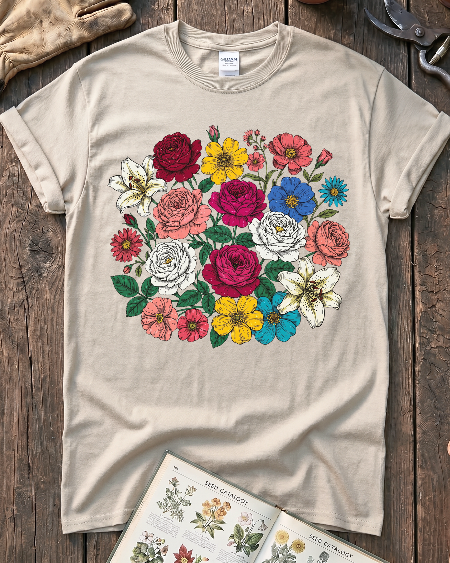 Vintage Pressed Flowers T‑Shirt