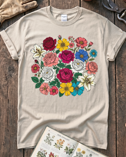 Vintage Pressed Flowers T‑Shirt