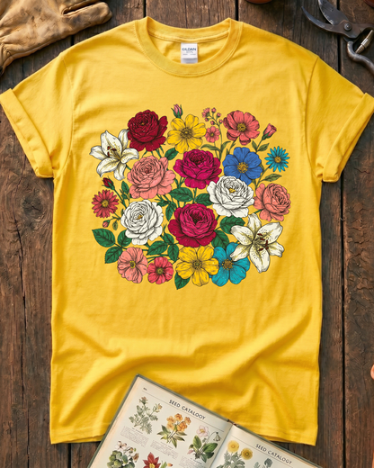 Vintage Pressed Flowers T‑Shirt