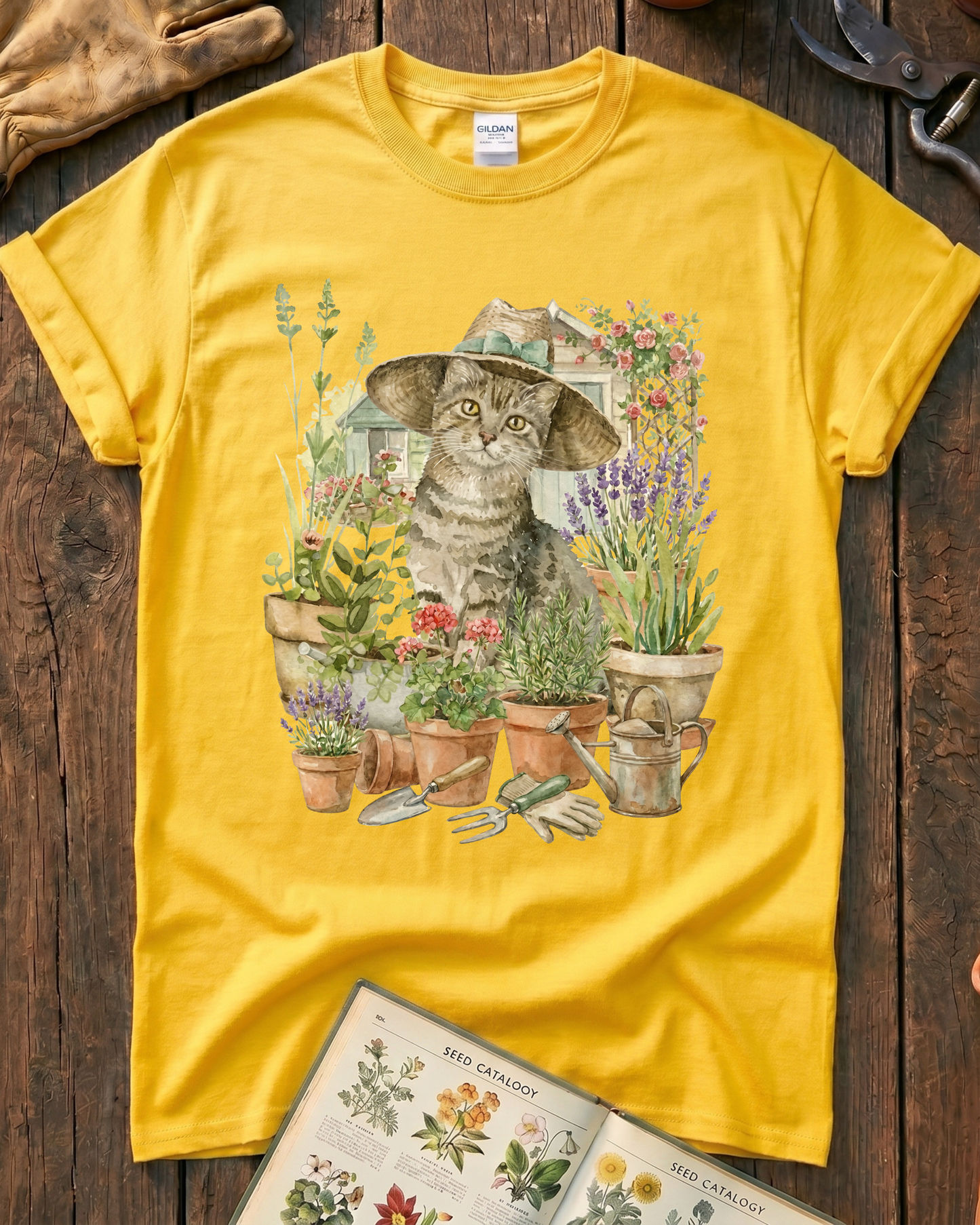Cat And Plant T‑Shirt